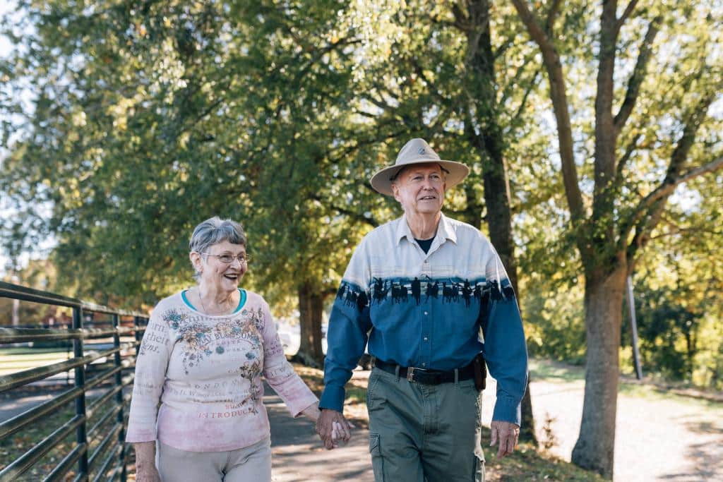 Resident couple walking on Berry College campus